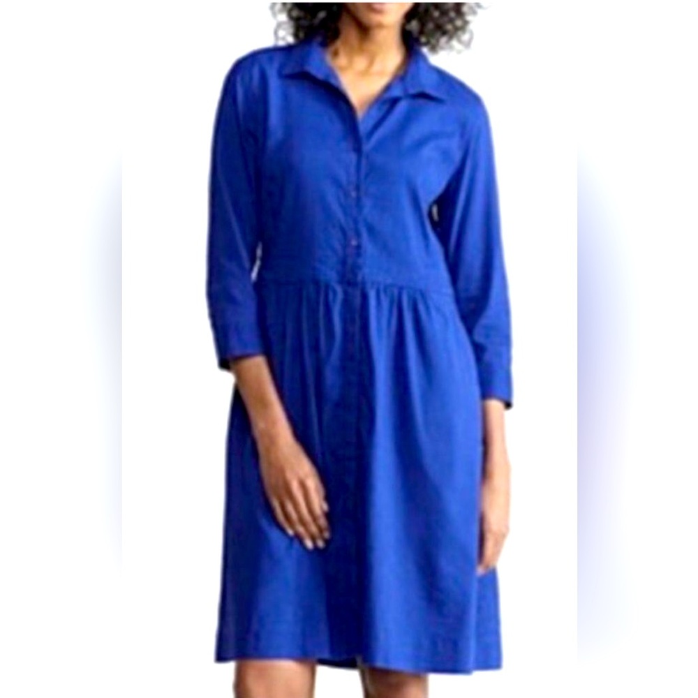 Eileen Fisher Linen Blend Shirt Dress in Deep  Blue - Size XS